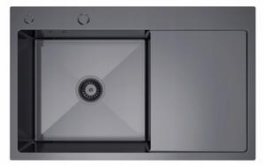 Erga HD, chiuvetă din oțel cu 1 cameră 780x490x210 mm, stânga, grafit, ERG-MLS-HD7849LB