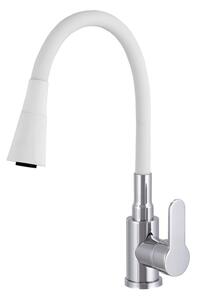 Gamma Flex 3000, baterie pentru chiuvetă de sine stătătoare cu braț flexibil, alb-crom mat, GMA-BFX-3000WH