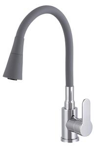 Gamma Flex 3000, baterie pentru chiuvetă de sine stătătoare cu braț flexibil, gri-crom, GMA-BFX-3000G