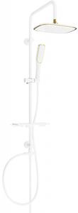 Coloana de dus Mexen T49 cu cap de dus superior si de mana, alb / auriu - 798494993-25