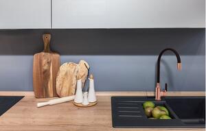 Invena Glamour, baterie pentru chiuvetă de sine stătătoare cu braț flexibil, aur roz-negru, BZ-08-L14-V