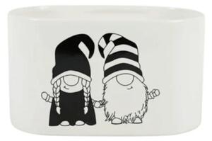 Ghiveci de Craciun GNOME LOVE ceramic 19,5x11 cm, alb