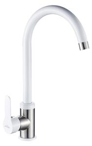 Invena Iron, robinet pentru chiuvetă de sine stătătoare, alb-oțel, INV-BZ-53-L02-L