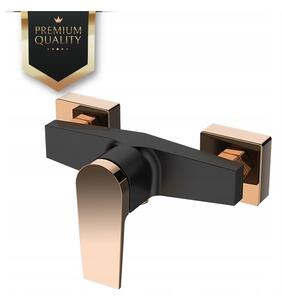 Invena Midnight, robinet de duș de perete, negru-aur roz, BN-35-014-V
