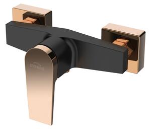 Invena Midnight, robinet de duș de perete, negru-aur roz, BN-35-014-V