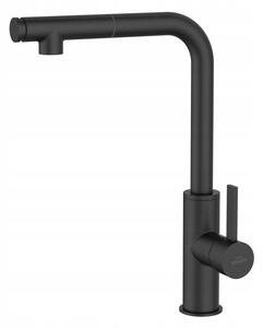 Invena Preto, baterie pentru chiuvetă de sine stătătoare cu gura de scurgere, negru mat, BZ-48-W04-L
