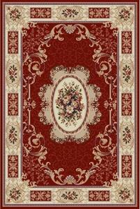 Covor rosu cu flori si modele geometrice 542 Selectează mărime: 100 X 200