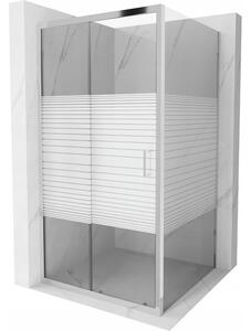Mexen Apia cabină de duș extensibilă 100 x 100 cm, Dungi, Crom - 840-100-100-01-20