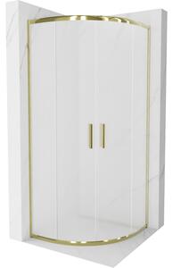 Mexen Rio, cabină de duș în sferturi de cerc cu ușă glisantă 90 (uşă) x 90 (uşă) x 190 cm, sticlă mată 6 mm, profil auriu lucios, 863-090-090-50-30