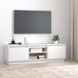 Comodă TV, alb, 140x35x40 cm, lemn masiv de pin