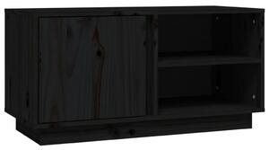Comodă TV, negru, 80x35x40,5 cm, lemn masiv de pin