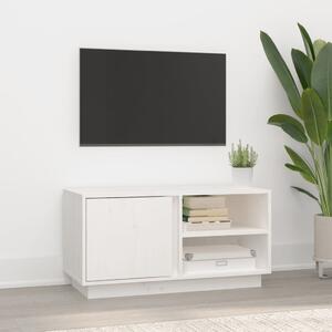 Comodă TV, alb, 80x35x40,5 cm, lemn masiv de pin