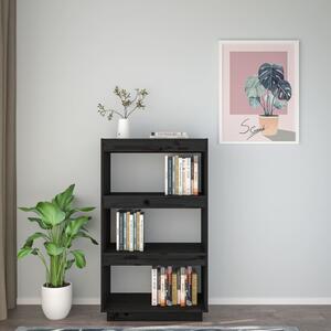 Bibliotecă/Separator cameră negru 60x35x103 cm lemn masiv pin