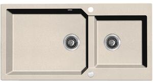 Kuchinox Milos, chiuveta granit cu 2 compartimente 980x500x215 mm + sifon, bej, LAV-SPM_4209