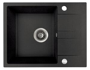 Kuchinox Laut, chiuveta granit cu 1 compartiment 560x440x174 mm + sifon, negru patat, LAV-SBZ_713Y