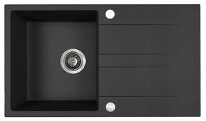 Kuchinox Laut, chiuveta granit cu 1 compartiment 760x440x174 mm + sifon, negru patat, LAV-SBZ_711Y