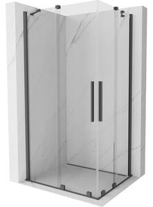 Mexen Velar Duo, cabină de duș cu ușă glisantă 100 (uşă) x 90 (uşă) cm, sticlă transparentă de 8 mm, profil grafit, 871-100-090-02-66