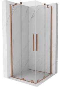 Mexen Velar Duo cabină de duș extensibilă 100 x 100 cm, transparent, Cupru cu aspect periat - 871-100-100-02-65