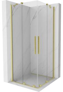 Mexen Velar Duo cabină de duș extensibilă 100 x 100 cm, transparent, auriu cu aspect periat - 871-100-100-02-55