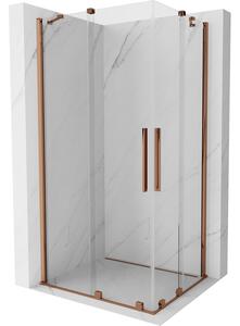 Mexen Velar Duo, cabină de duș cu uşă glisantă 100(uşă) x 90(uşă) cm, sticlă transparentă 8mm, profil auriu roz, 871-100-090-02-60