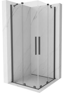 Mexen Velar Duo cabină de duș extensibilă 100 x 100 cm, transparent, gun gray cu aspect periat - 871-100-100-02-66