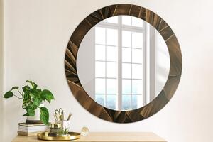 Oglinda rotunda cu rama imprimata Frunze de banane maro fi 70 cm