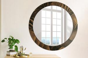 Oglinda rotunda cu rama imprimata Frunze de banane maro fi 80 cm