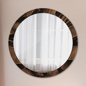 Oglinda rotunda cu rama imprimata Frunze de banane maro fi 100 cm