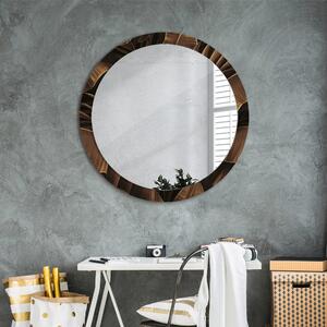 Oglinda rotunda cu rama imprimata Frunze de banane maro fi 90 cm