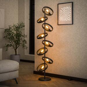 Zijlstra Ringelbach lampadar, 8 becuri, antracit, metal, E27, Negru, Camera de zi / sufragerie, Metal, Modern