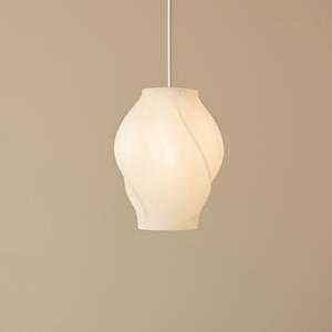 Lucande Lampa suspendată Tovina, textilă, albă, Ø35cm, reglabil, Alb, Camera de zi / sufragerie, Țesătură / Textil, Scandinavă