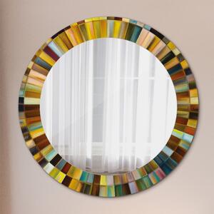 Oglinda rotunda cu rama imprimata Model radial abstract fi 60 cm