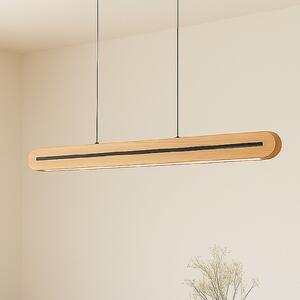 Lucande Lampă suspendată LED Darnor, lemn, CCT, lungime 100 cm, reglabil, Lemn, Camera de zi / sufragerie, Lemn, Modern