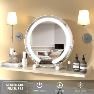 Oglindă de masă Ireda LED cu control tactil, 30x30cm