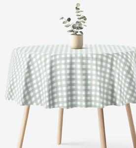 Goldea față de masă 100% bumbac - carouri verde salvie - rotundă Ø 160 cm