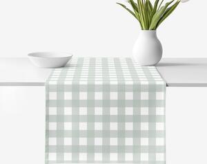 Goldea napron de masă 100% bumbac - carouri verde salvie 35x120 cm