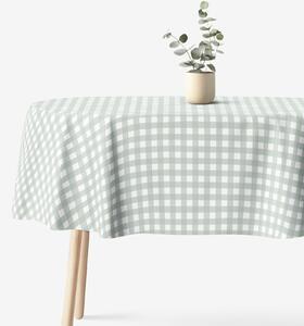 Goldea față de masă 100% bumbac - carouri verde salvie - ovală 140 x 180 cm