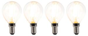 Set de 4 becuri LED E14 cu dimmer P45 transparent 3W 250lm 2700K