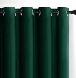 Draperie verde-închis dimout (semi-opacă) din catifea 140x245 cm Eyelets – Restilo