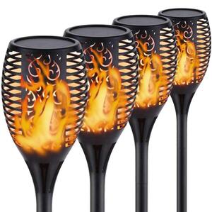 Set 4 x Lampa solara tip torta cu efect flacara, 50 cm