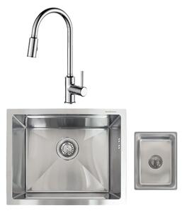 SET Chiuveta SanDonna HD5040 din inox HandMade sub blat + Baterie SanDonna CAMI cu dus retractabil