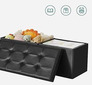Bancuta hol cufar cu depozitare, Songmics, Negru, 110x38x38 cm