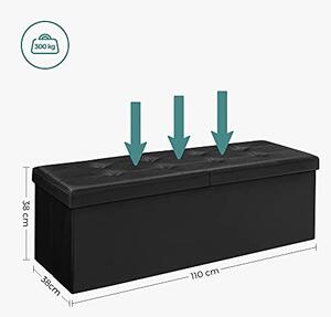 Bancuta hol cufar cu depozitare, Songmics, Negru, 110x38x38 cm