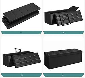 Bancuta hol cufar cu depozitare, Songmics, Negru, 110x38x38 cm