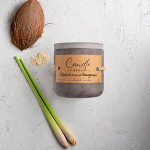 Lumanare parfumata handmade din ceara naturala de soia 100%, aroma Nuca de cocos si lemongrass, Recipient ceramic alb, 150 g