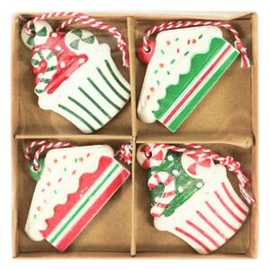 Set 4 piese ornamente de Craciun CHRISTMAS PATISSERIE 6 cm
