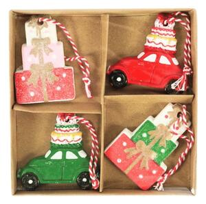 Set de 4 ornamente de Craciun CHRISTMAS CAR 6 cm
