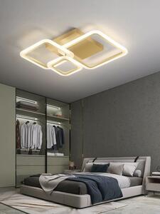 Lustra LED 88W, 3 patrate, auriu, telecomanda, aplicatie telefon, lumina/rece/calda/neutra, intensitate reglabila