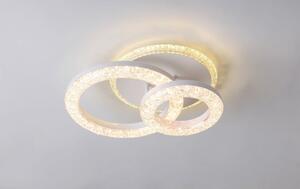 Lustra LED, 80W, 2 cercuri cu diamante, 35CMx35CM, alb, telecomanda, lumina calda/neutra/rece, intensitate reglabila