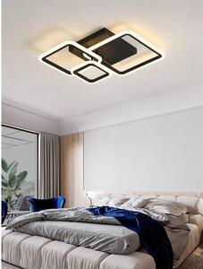 Lustra LED 88W, 3 patrate negre, telecomanda, aplicatie telefon, lumina/rece/calda/neutra, intensitate reglabila